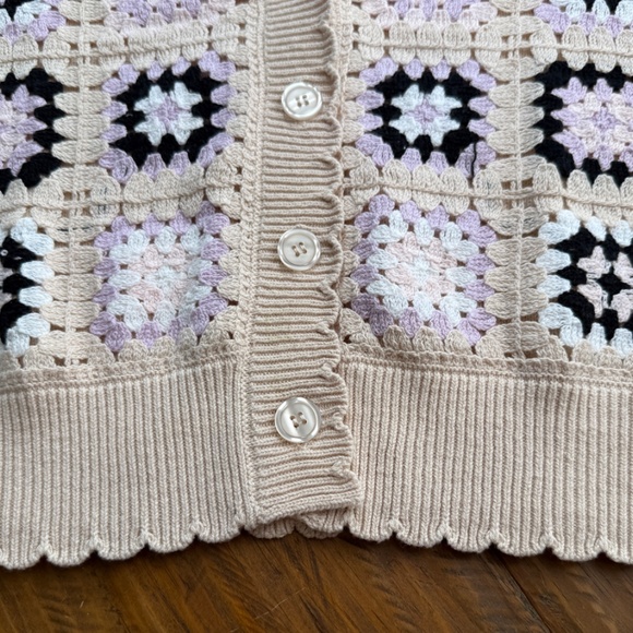 Granny Square Crochet Cardigan Womens M Retro Indie Boho Grandmacore Romantic - Picture 8 of 12